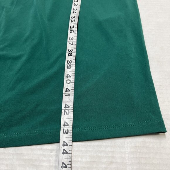 London Times Dress Womens 10 Green Jersey Knit Ruched Side Midi Holiday Event - Picture 8 of 10